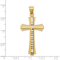14K Yellow Gold Diamond Cut and Satin Cross Pendant - 47mm Length, 22mm Width by Oro Pregiato