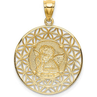 14K Yellow Gold Diamond-Cut Angel Medal Pendant - 28mm Length by Oro Pregiato