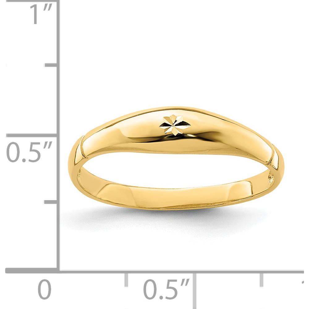 14K Yellow Gold Diamond-Cut Band Ring - Elegant Domed Design, 2.4mm Width by 0