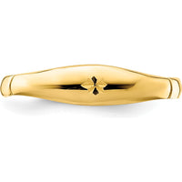 14K Yellow Gold Diamond-Cut Band Ring - Elegant Domed Design, 2.4mm Width by 0