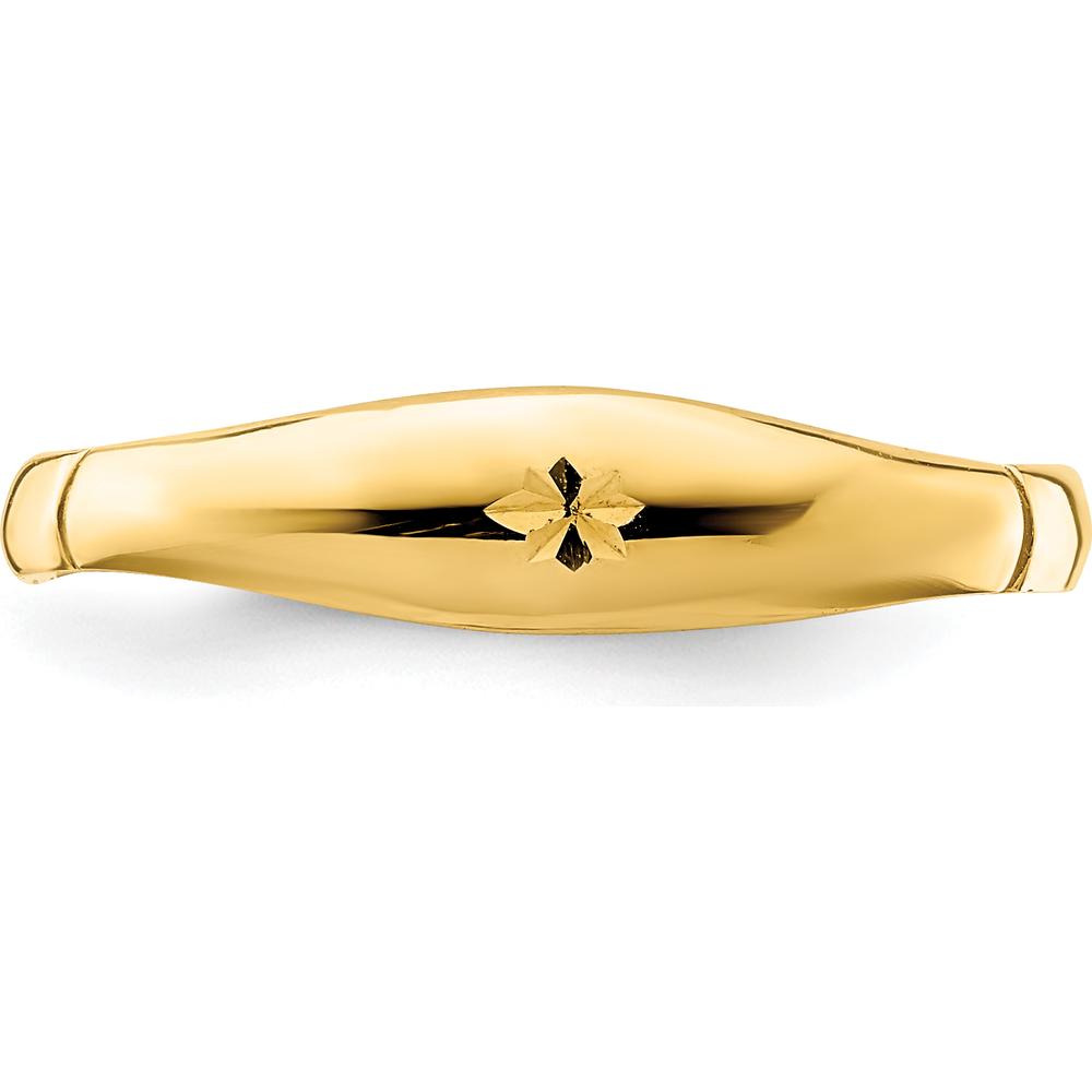 14K Yellow Gold Diamond-Cut Band Ring - Elegant Domed Design, 2.4mm Width by 0