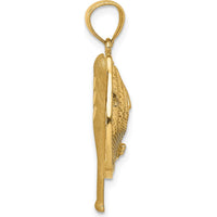 14K Yellow Gold Diamond-Cut Baseball Bat and Glove Pendant with White Rhodium Ball by Oro Pregiato