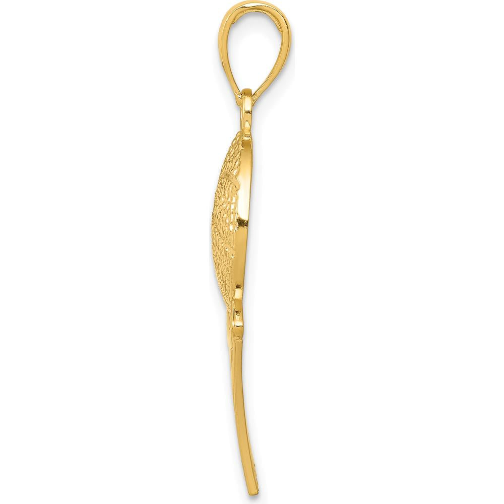 14K Yellow Gold Diamond-Cut Basketball and Net Charm Pendant by Oro Pregiato