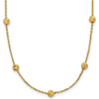 14K Yellow Gold Diamond-Cut Beads 17" Station Necklace with Polished Finish by 0
