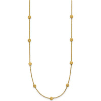 14K Yellow Gold Diamond-Cut Beads 17" Station Necklace with Polished Finish by 0