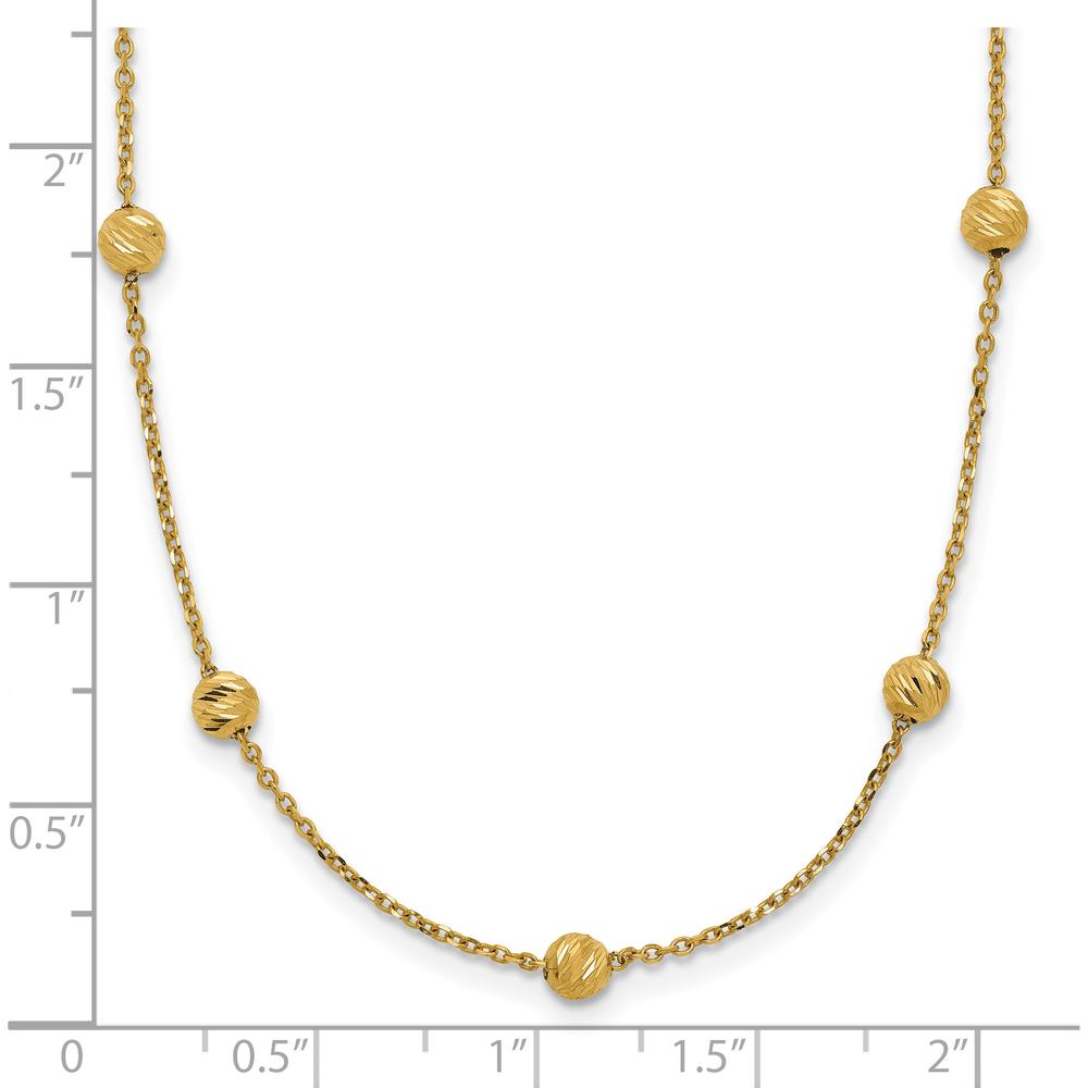 14K Yellow Gold Diamond-Cut Beads 17" Station Necklace with Polished Finish by 0