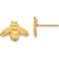 14K Yellow Gold Diamond-Cut Bee Motif Stud Earrings with Textured Wings by 0