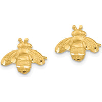 14K Yellow Gold Diamond-Cut Bee Motif Stud Earrings with Textured Wings by 0