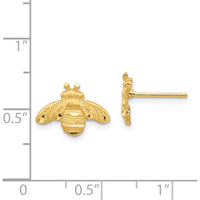 14K Yellow Gold Diamond-Cut Bee Motif Stud Earrings with Textured Wings by 0