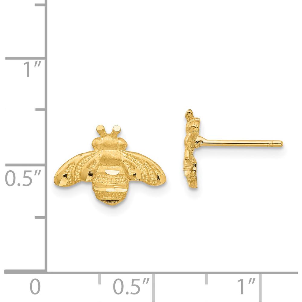 14K Yellow Gold Diamond-Cut Bee Motif Stud Earrings with Textured Wings by 0