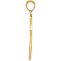 14K Yellow Gold Diamond-Cut Beveled Edges Cross Pendant - 31mm Length, 16mm Width by Oro Pregiato