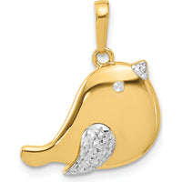 14K Yellow Gold Diamond-Cut Bird Pendant with Rhodium Accent - Timeless Nature-Inspired Jewelry by Oro Pregiato