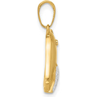 14K Yellow Gold Diamond-Cut Bird Pendant with Rhodium Accent - Timeless Nature-Inspired Jewelry by Oro Pregiato
