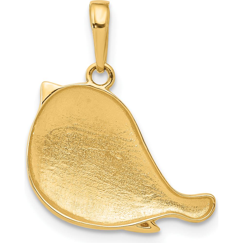 14K Yellow Gold Diamond-Cut Bird Pendant with Rhodium Accent - Timeless Nature-Inspired Jewelry by Oro Pregiato