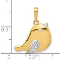 14K Yellow Gold Diamond-Cut Bird Pendant with Rhodium Accent - Timeless Nature-Inspired Jewelry by Oro Pregiato