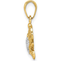 14K Yellow Gold Diamond-Cut Blue Crab Pendant with White Rhodium Accents by Oro Pregiato