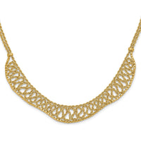 14K Yellow Gold Diamond-Cut Braided Rope Chain Fancy Front Drape Necklace - 17.25" Length by 0