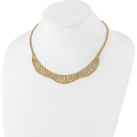14K Yellow Gold Diamond-Cut Braided Rope Chain Fancy Front Drape Necklace - 17.25" Length by 0