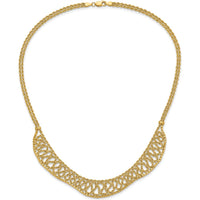 14K Yellow Gold Diamond-Cut Braided Rope Chain Fancy Front Drape Necklace - 17.25" Length by 0