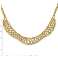 14K Yellow Gold Diamond-Cut Braided Rope Chain Fancy Front Drape Necklace - 17.25" Length by 0
