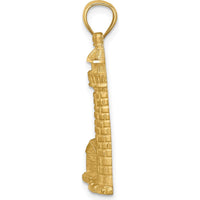 14K Yellow Gold Diamond-Cut Brushed Lighthouse Pendant with Nautical Design by Oro Pregiato
