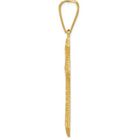 14K Yellow Gold Diamond-Cut Budded Cross Pendant - 57.67mm Length by Oro Pregiato