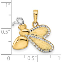 14K Yellow Gold Diamond-Cut Bumblebee Pendant with Rhodium Accents - 20.64mm Length by Oro Pregiato