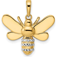 14K Yellow Gold Diamond-Cut Bumblebee Pendant with White Rhodium Accents by Oro Pregiato
