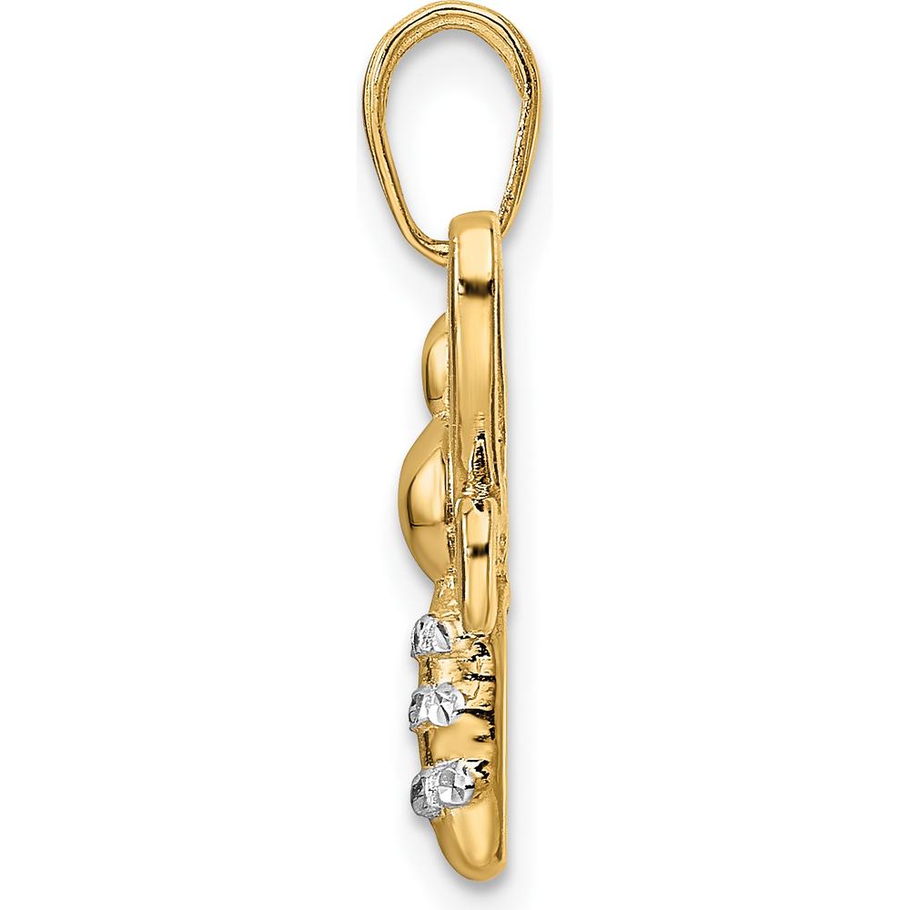 14K Yellow Gold Diamond-Cut Bumblebee Pendant with White Rhodium Accents by Oro Pregiato