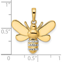 14K Yellow Gold Diamond-Cut Bumblebee Pendant with White Rhodium Accents by Oro Pregiato