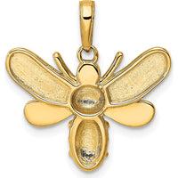 14K Yellow Gold Diamond-Cut Bumblebee Pendant with White Rhodium Accents by Oro Pregiato