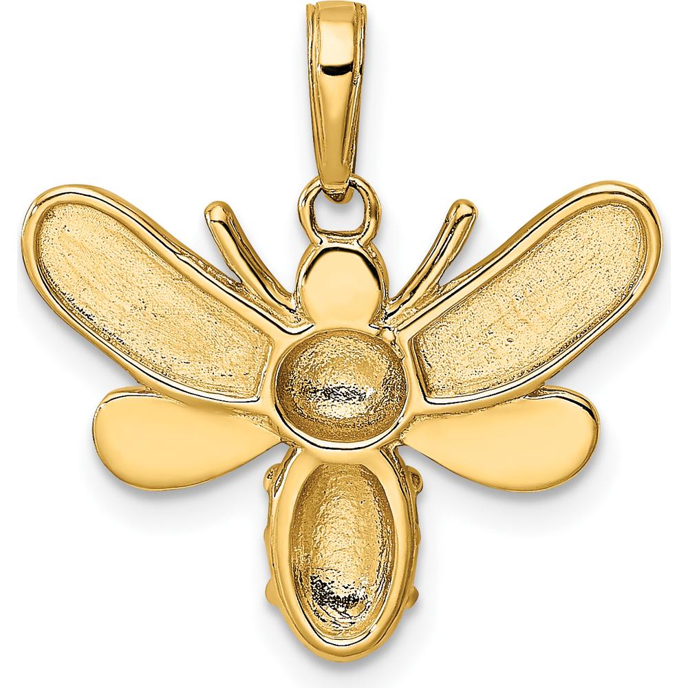 14K Yellow Gold Diamond-Cut Bumblebee Pendant with White Rhodium Accents by Oro Pregiato