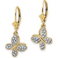 14K Yellow Gold Diamond-Cut Butterfly Drop Earrings with Rhodium Plating by 0