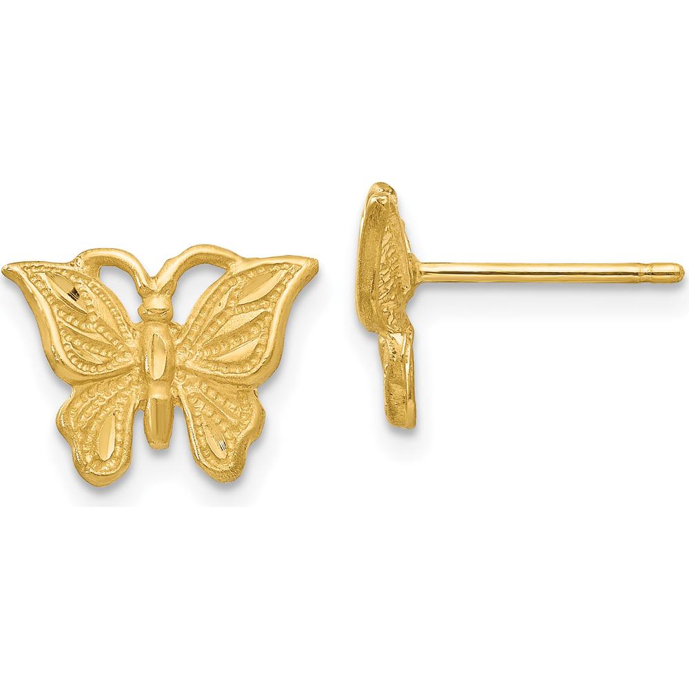 14K Yellow Gold Diamond-Cut Butterfly Earrings - Polished Finish by 0