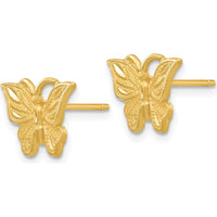 14K Yellow Gold Diamond-Cut Butterfly Earrings - Polished Finish by 0
