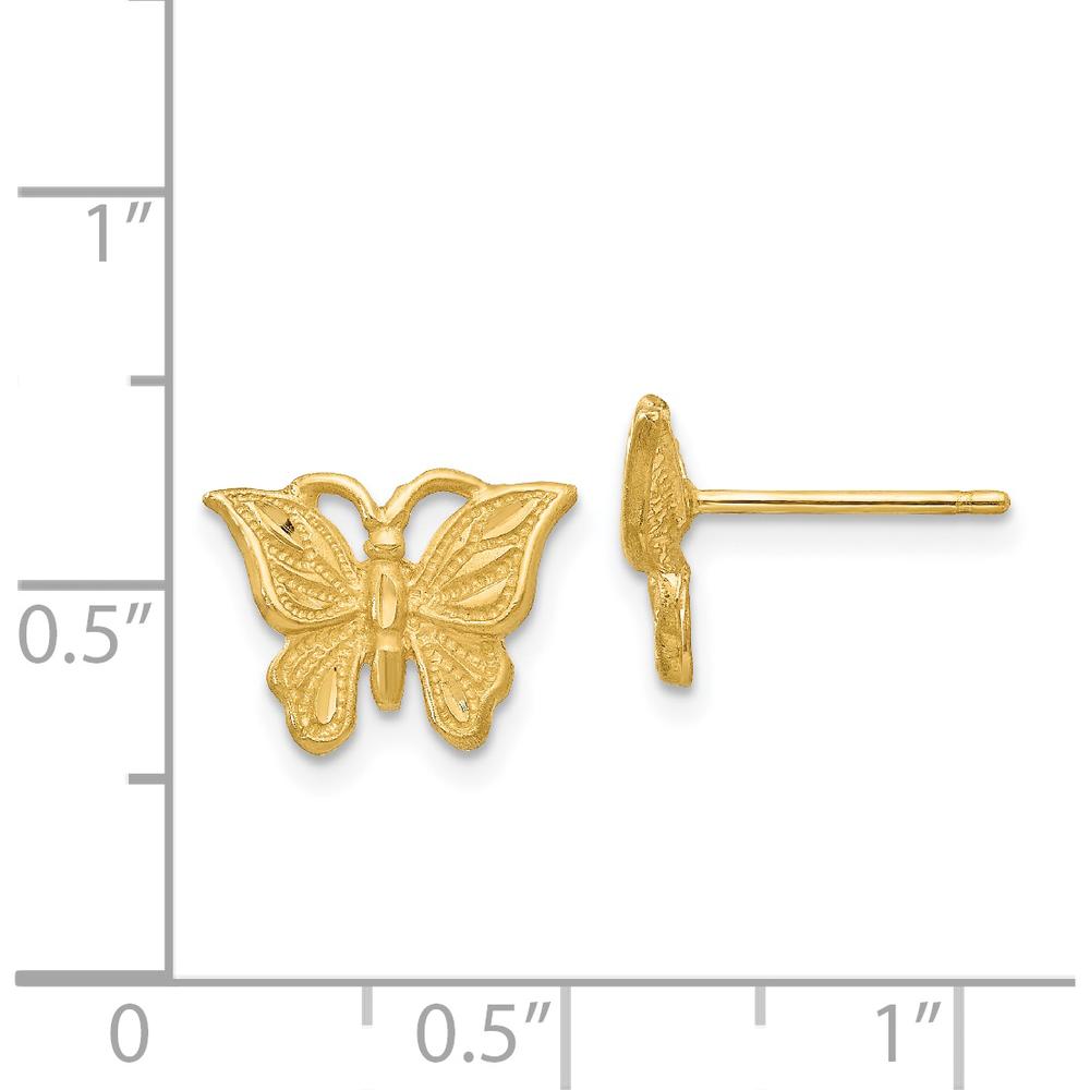 14K Yellow Gold Diamond-Cut Butterfly Earrings - Polished Finish by 0