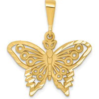 14K Yellow Gold Diamond-Cut Butterfly Pendant Charm - 27.5mm Length by Oro Pregiato