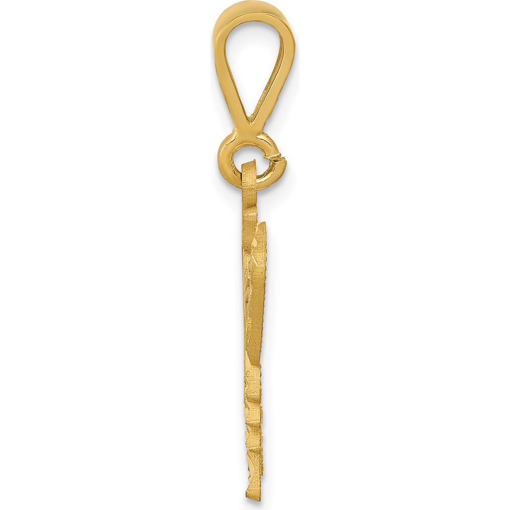 14K Yellow Gold Diamond-Cut Butterfly Pendant Charm - 27.5mm Length by Oro Pregiato