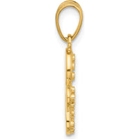 14K Yellow Gold Diamond-Cut Butterfly Pendant with Rhodium Accents by Oro Pregiato