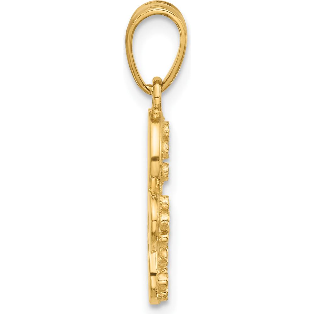14K Yellow Gold Diamond-Cut Butterfly Pendant with Rhodium Accents by Oro Pregiato