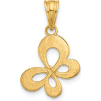 14K Yellow Gold Diamond-Cut Butterfly Pendant with Rhodium Accents by Oro Pregiato