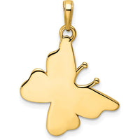 14K Yellow Gold Diamond-Cut Butterfly Pendant with Rhodium Finish - 30mm Length by Oro Pregiato