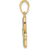 14K Yellow Gold Diamond-Cut Butterfly Pendant with White Rhodium Accents - 22.88mm Length by Oro Pregiato