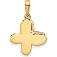 14K Yellow Gold Diamond-Cut Butterfly Pendant with White Rhodium Accents - 22.88mm Length by Oro Pregiato