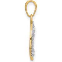 14K Yellow Gold Diamond-Cut Butterfly Pendant with White Rhodium Accents - 23.4mm Length by Oro Pregiato
