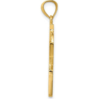 14K Yellow Gold Diamond-Cut Celtic Cross Pendant - 34mm Length, 17mm Width by Oro Pregiato