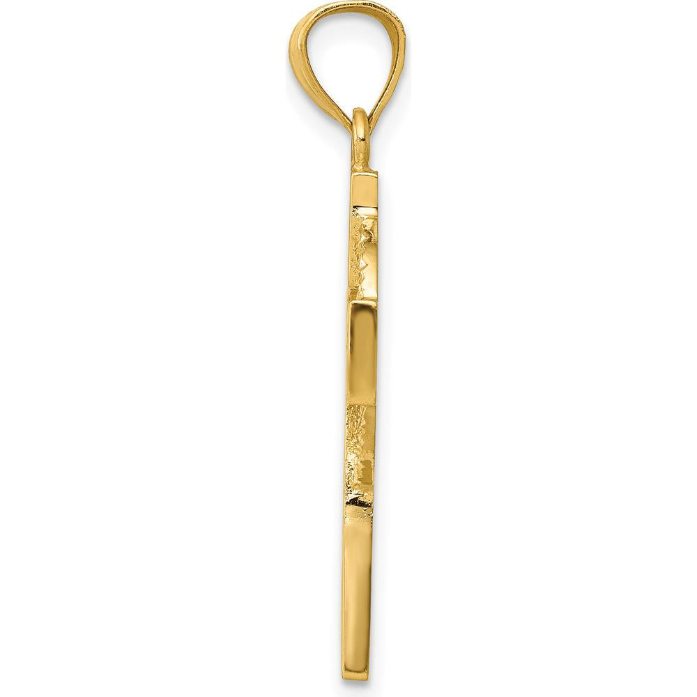 14K Yellow Gold Diamond-Cut Celtic Cross Pendant - 34mm Length, 17mm Width by Oro Pregiato