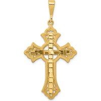 14K Yellow Gold Diamond-Cut Celtic Cross Pendant - 48mm Length by Oro Pregiato