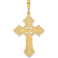 14K Yellow Gold Diamond-Cut Celtic Cross Pendant - 48mm Length by Oro Pregiato