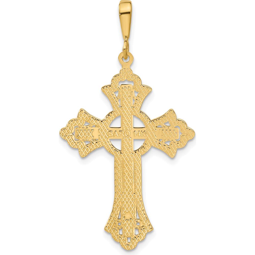 14K Yellow Gold Diamond-Cut Celtic Cross Pendant - 48mm Length by Oro Pregiato